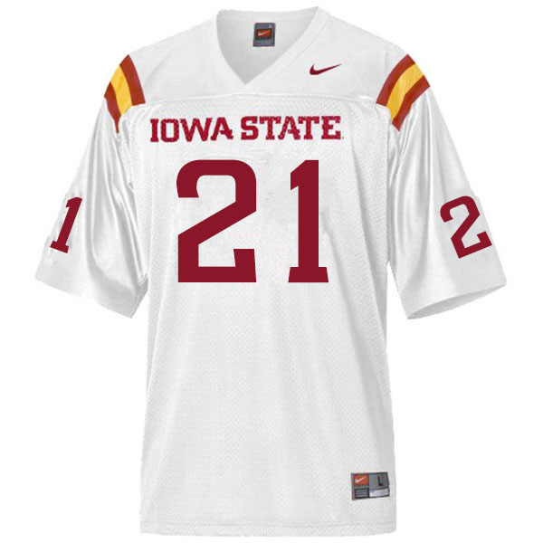 Men #21 Jirehl Brock Iowa State Cyclones College Football Jerseys Sale-White